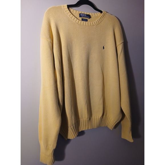 Polo Ralph Lauren Sweater Yellow Crewneck Pullover Long Sleeve Cotton XXL - Picture 2 of 5